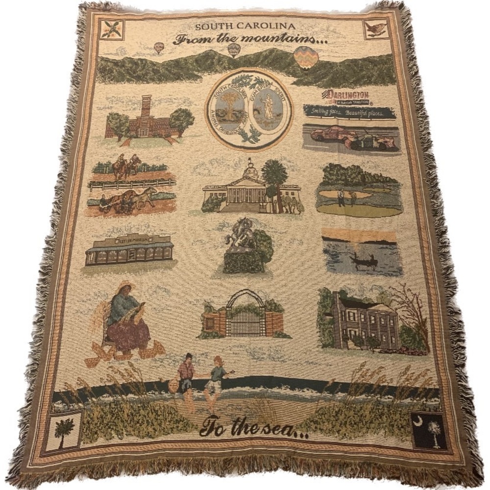 Embroidered South Carolina Knit Blanket | Tapestry Rug | 72" x 52"